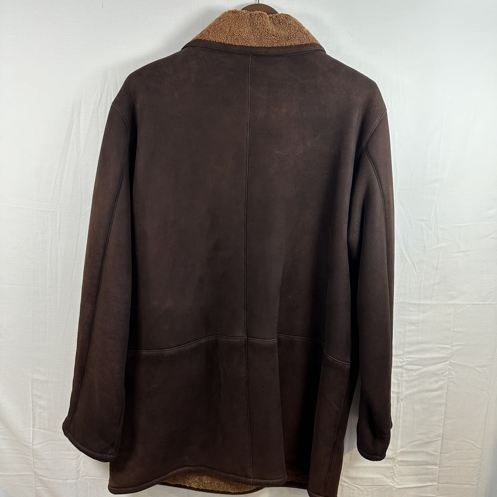 Vintage Doncaster Womens Brown Suede Leather Faux Shearling Lined Coat Medium - Picture 3 of 5
